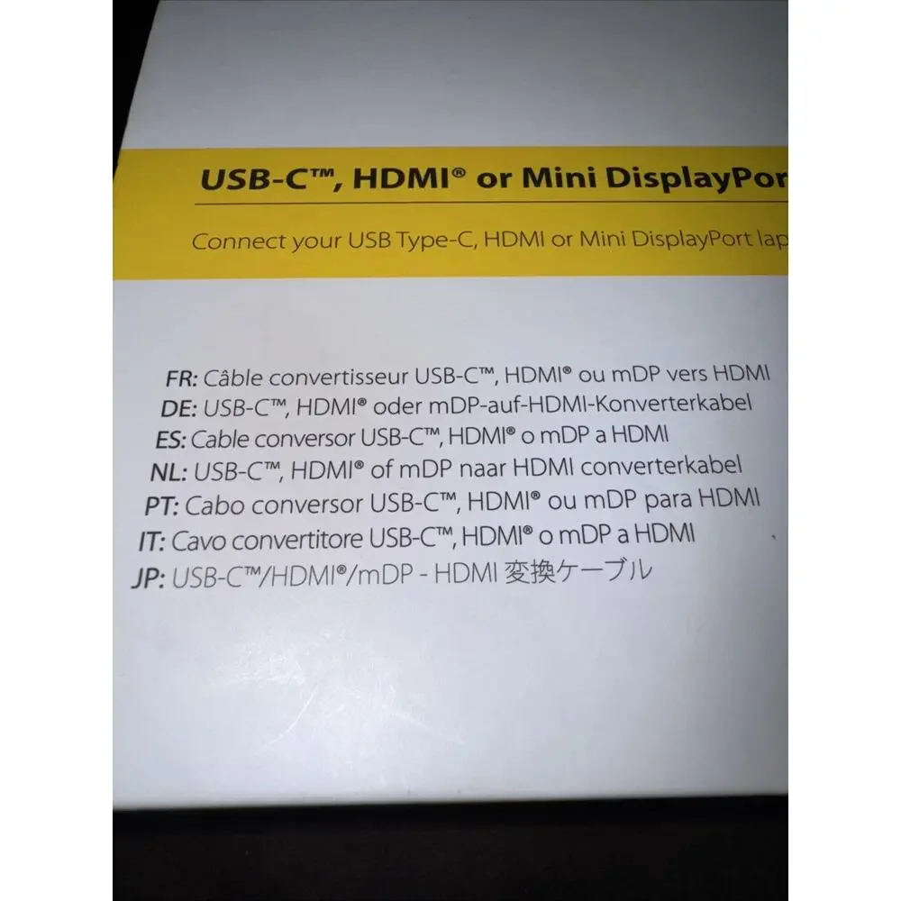 NEW StarTech 2m (6ft) USB-C, HDMI or Mini DisplayPort to HDMI Converter Cable